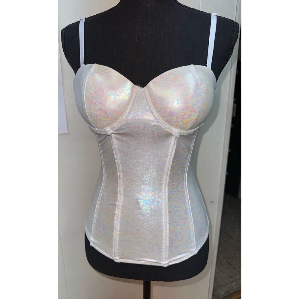 NWT Body Rage White Iridescent Corset Size Small